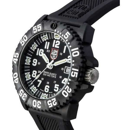 Orologio da uomo Luminox originale NAVY Seal cinturino in caucciù quadrante nero svizzero al quarzo Diver XS.3051.F 200M