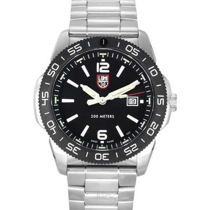 Orologio da uomo Luminox Pacific Diver in acciaio inossidabile con quadrante nero al quarzo XS.3122 200M
