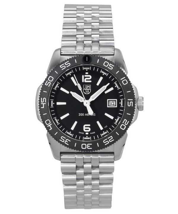 Orologio da uomo Luminox Pacific Diver Ripple in acciaio inossidabile con quadrante nero al quarzo XS.3122M.1 200M