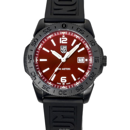 Orologio da uomo Luminox Pacific Diver con cinturino in gomma e quadrante rosso Sunray, al quarzo, subacqueo XS.3135.B 200M