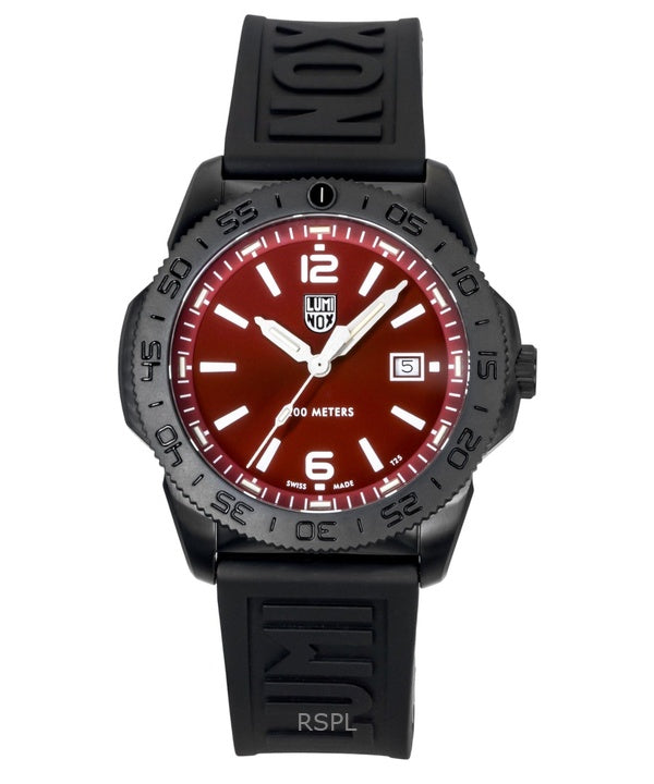 Orologio da uomo Luminox Pacific Diver con cinturino in gomma e quadrante rosso Sunray, al quarzo, subacqueo XS.3135.B 200M
