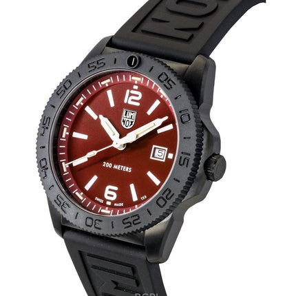 Orologio da uomo Luminox Pacific Diver con cinturino in gomma e quadrante rosso Sunray, al quarzo, subacqueo XS.3135.B 200M