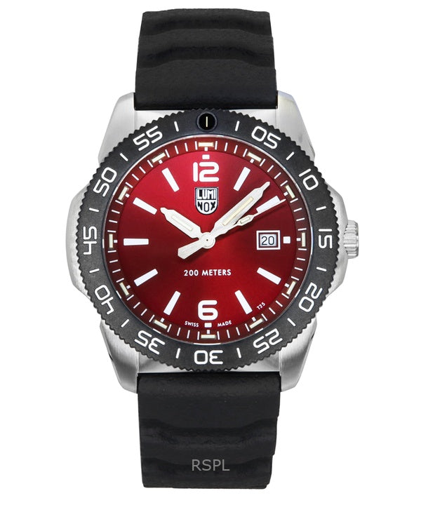Orologio da uomo Luminox Pacific Diver con cinturino in gomma e quadrante rosso al quarzo XS.3135 200M
