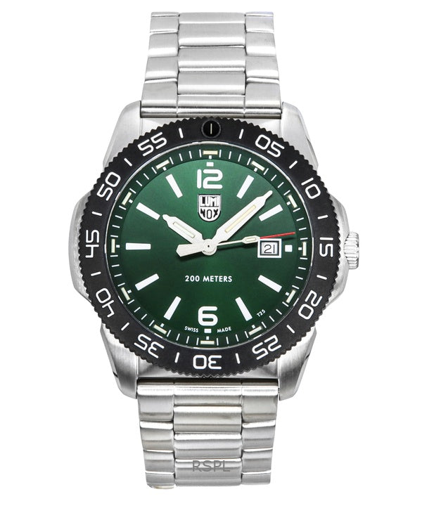 Orologio da uomo Luminox Pacific Diver in acciaio inossidabile con quadrante verde al quarzo XS.3137 200M