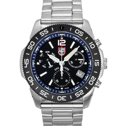 Orologio da uomo Luminox Pacific Diver Cronografo in acciaio inossidabile con quadrante nero al quarzo XS.3143.M 200M