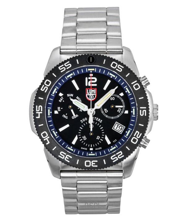 Orologio da uomo Luminox Pacific Diver Cronografo in acciaio inossidabile con quadrante nero al quarzo XS.3143.M 200M