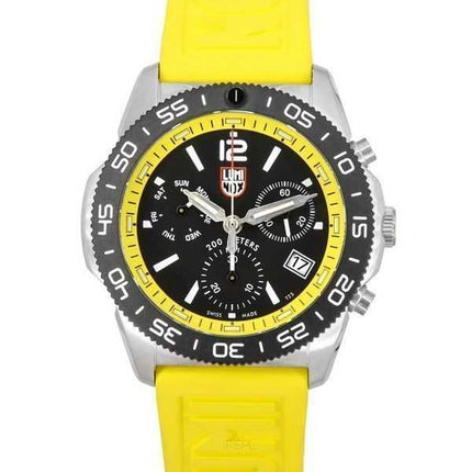 Orologio da uomo Luminox Pacific Diver Cronografo cinturino in caucciù giallo quadrante nero Swiss Quartz Diver XS.3145 200M