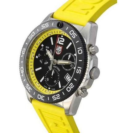 Orologio da uomo Luminox Pacific Diver Cronografo cinturino in caucciù giallo quadrante nero Swiss Quartz Diver XS.3145 200M