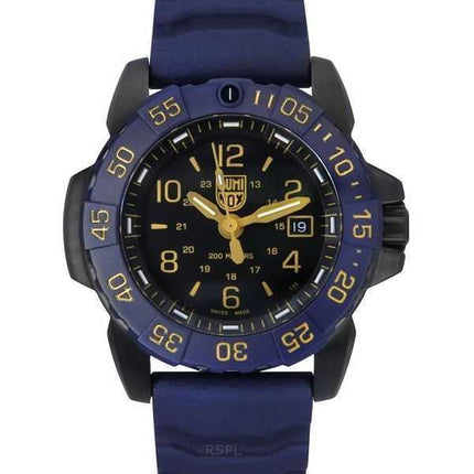 Orologio da uomo Luminox Navy SEAL Foundation Back To The Blue con quadrante nero al quarzo e subacqueo XS.3255.CB.NSF 200M