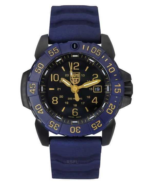 Orologio da uomo Luminox Navy SEAL Foundation Back To The Blue con quadrante nero al quarzo e subacqueo XS.3255.CB.NSF 200M
