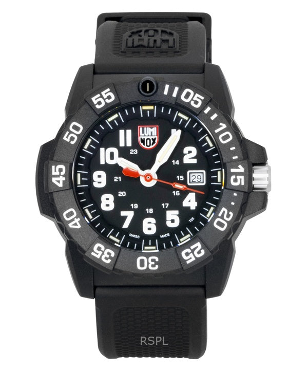 Orologio da uomo Luminox Navy Seal con cinturino in gomma e quadrante nero, al quarzo, subacqueo XS.3501.F 200M