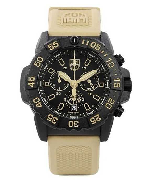 Luminox Navy Seal Foundation Cronografo quadrante nero al quarzo Diver&#39;s XS.3590.NSF.SET 200M Orologio da uomo con cinturino