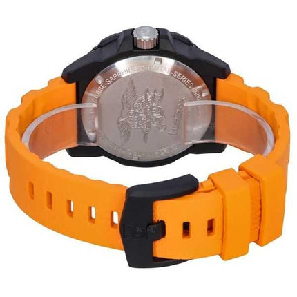 Orologio da uomo Luminox Navy Seal cinturino in caucciù arancione quadrante blu svizzero al quarzo Diver XS.3603 200M