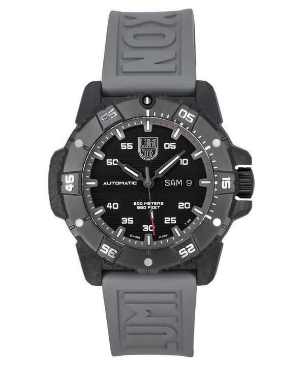Orologio da uomo Luminox Master Carbon SEAL cinturino in caucciù grigio quadrante nero Swiss Automatic Diver&#39;s XS.3862 200M
