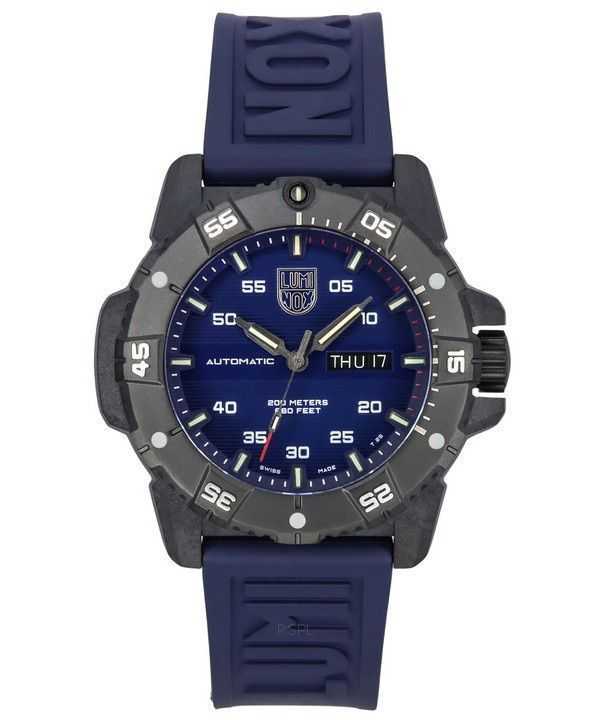 Orologio da uomo Luminox Master Carbon SEAL cinturino in caucciù quadrante blu svizzero automatico Diver XS.3863 200M