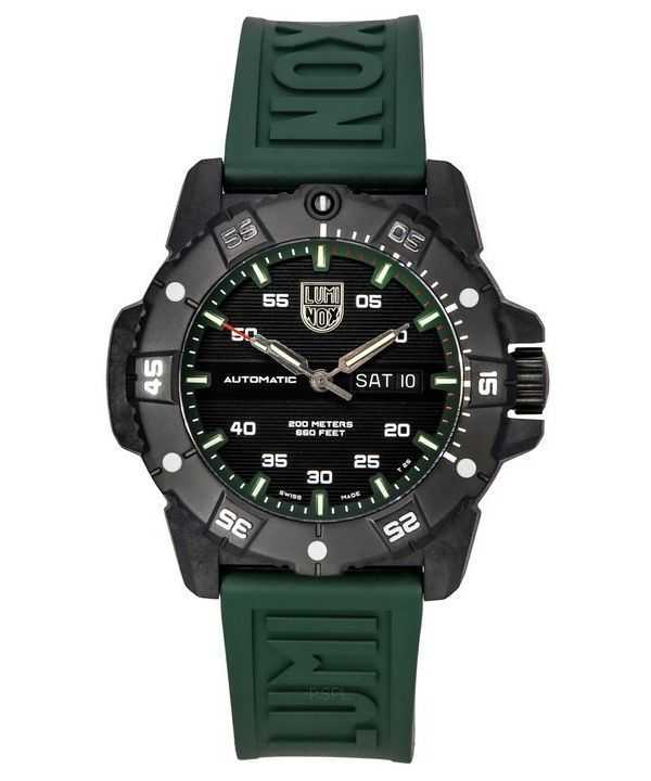 Orologio da uomo Luminox Master Carbon SEAL cinturino in caucciù verde quadrante nero svizzero automatico Diver XS.3877 200M
