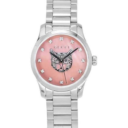 Orologio da donna Gucci G-Timeless Diamond Accents quadrante in madreperla rosa al quarzo YA1265025