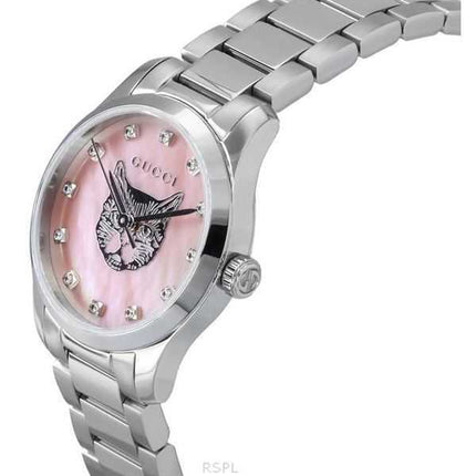 Orologio da donna Gucci G-Timeless Diamond Accents quadrante in madreperla rosa al quarzo YA1265025