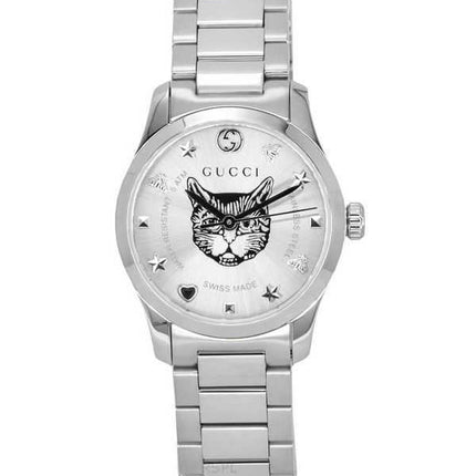 Orologio da donna Gucci G-Timeless in acciaio inossidabile con quadrante argentato al quarzo YA126595