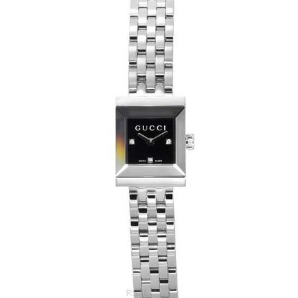 Orologio da donna Gucci G-Frame Diamond Accents in acciaio inossidabile con quadrante nero al quarzo YA128507