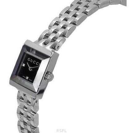 Orologio da donna Gucci G-Frame Diamond Accents in acciaio inossidabile con quadrante nero al quarzo YA128507