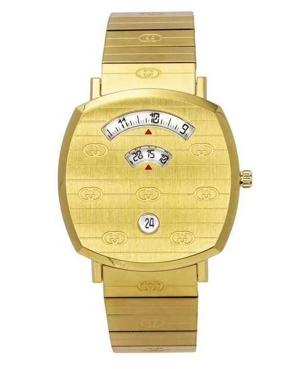 Orologio unisex Gucci Grip Gold Tone in acciaio inossidabile con quadrante dorato al quarzo YA157409
