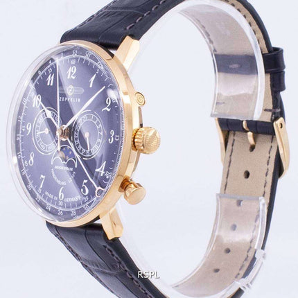 Orologio da uomo Zeppelin Series LZ 129 Hindenburg prodotto in Germania 7038-3 70383 ricondizionato