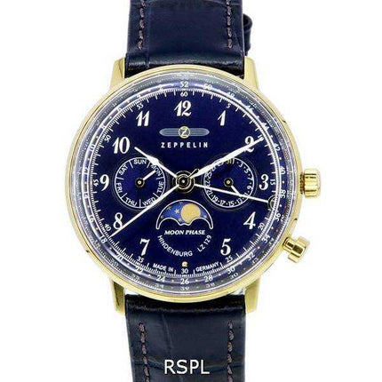 Zeppelin LZ129 Hindenburg Moonphase quadrante blu quarzo 70392 orologio da donna