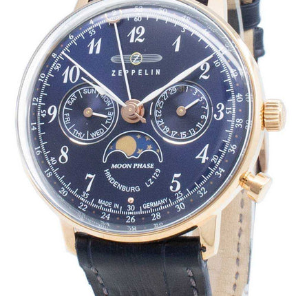 Orologio da uomo Zeppelin Hindenburg LZ129 7039-3 70393 Moon Phase Quartz