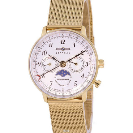Orologio da donna Zeppelin LZ129 Hindenburg Moonphase quadrante argento al quarzo 7039M-1 7039M1