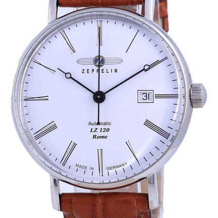 Zeppelin LZ120 Roma quadrante bianco in pelle automatico 7154-1 71541 orologio da uomo