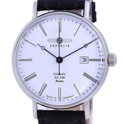 Zeppelin LZ120 Roma quadrante bianco in pelle automatico 7154-4 71544 orologio da uomo