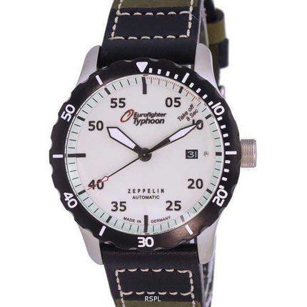 Orologio da uomo Zeppelin Eurofighter cronografo cinturino in pelle quadrante beige automatico Diver's 7268-5 72685 200M oro