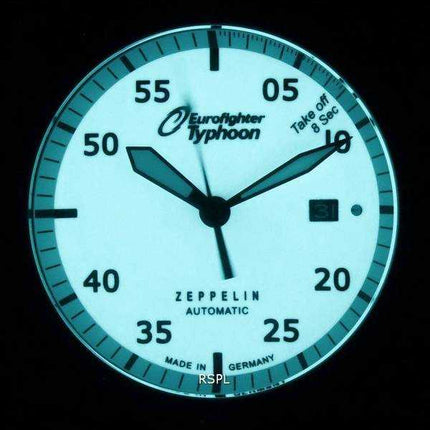 Orologio da uomo Zeppelin Eurofighter cronografo cinturino in pelle quadrante beige automatico Diver's 7268-5 72685 200M oro
