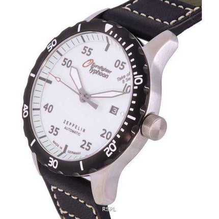 Orologio da uomo Zeppelin Eurofighter cronografo cinturino in pelle quadrante beige automatico Diver's 7268-5 72685 200M oro