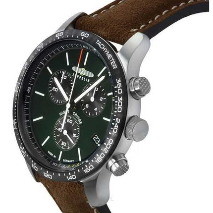 Zeppelin Night Cruise Cronografo Cinturino in Pelle Quadrante Verde Quarzo 72884 100M Orologio da Uomo