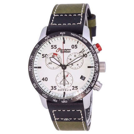 Orologio da uomo Zeppelin Eurofighter cronografo cinturino in pelle quadrante beige al quarzo 7298-5 72985 100M orologio da uomo