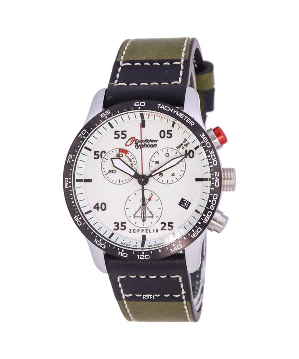 Orologio da uomo Zeppelin Eurofighter cronografo cinturino in pelle quadrante beige al quarzo 7298-5 72985 100M orologio da uomo