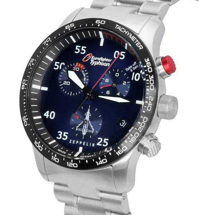 Zeppelin Eurofighter Chronograph Blue Dial Quartz 7298M-3_SET 7298M3_SET 100M Orologio da uomo con set di cinturini