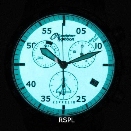 Zeppelin Eurofighter Typhoon cronografo quadrante luminoso beige quarzo 7298M-5 7298M5 100M orologio da uomo