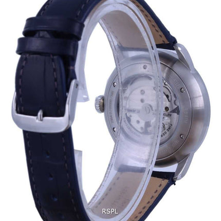 Orologio da uomo Zeppelin Flatline cuore aperto quadrante blu cinturino in pelle automatico 7364-3 73643