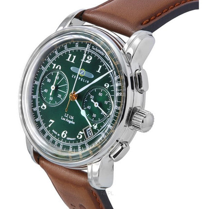 Orologio da uomo Zeppelin LZ126 Los Angeles cronografo cinturino in pelle quadrante verde al quarzo 76144