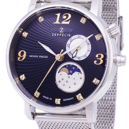 Zeppelin Series Luna Moon Phase Germany Made 7637M-3 7637M3 Orologio da donna