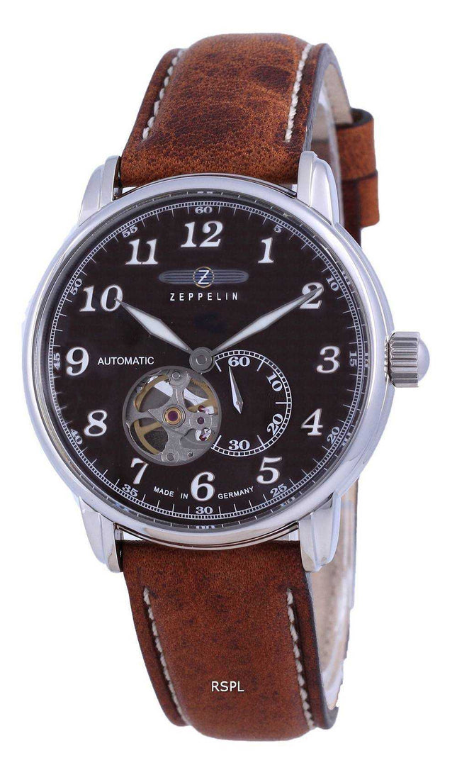 Zeppelin LZ127 Graf Open Heart Leather Automatic 7666-4 76664 Orologio da uomo