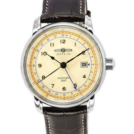 Zeppelin LZ 126 Los Angeles GMT cinturino in pelle quadrante beige automatico 76685 orologio da uomo