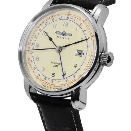 Zeppelin LZ 126 Los Angeles GMT cinturino in pelle quadrante beige automatico 76685 orologio da uomo