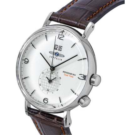 Orologio da uomo Zeppelin Hindenburg con cinturino in pelle marrone e quadrante beige al quarzo 80445