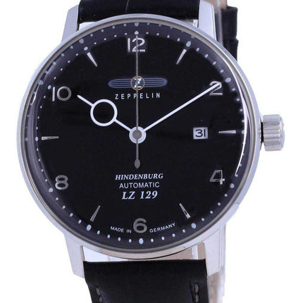 Zeppelin LZ129 Hindenburg quadrante nero in pelle automatico 8062-2 80622 Orologio da uomo