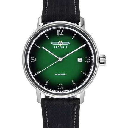 Orologio da uomo Zeppelin Hindenburg LZ129 cinturino in plastica riciclata verde e nero quadrante in ceramica ecologica automati