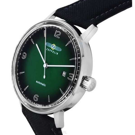 Orologio da uomo Zeppelin Hindenburg LZ129 cinturino in plastica riciclata verde e nero quadrante in ceramica ecologica automati